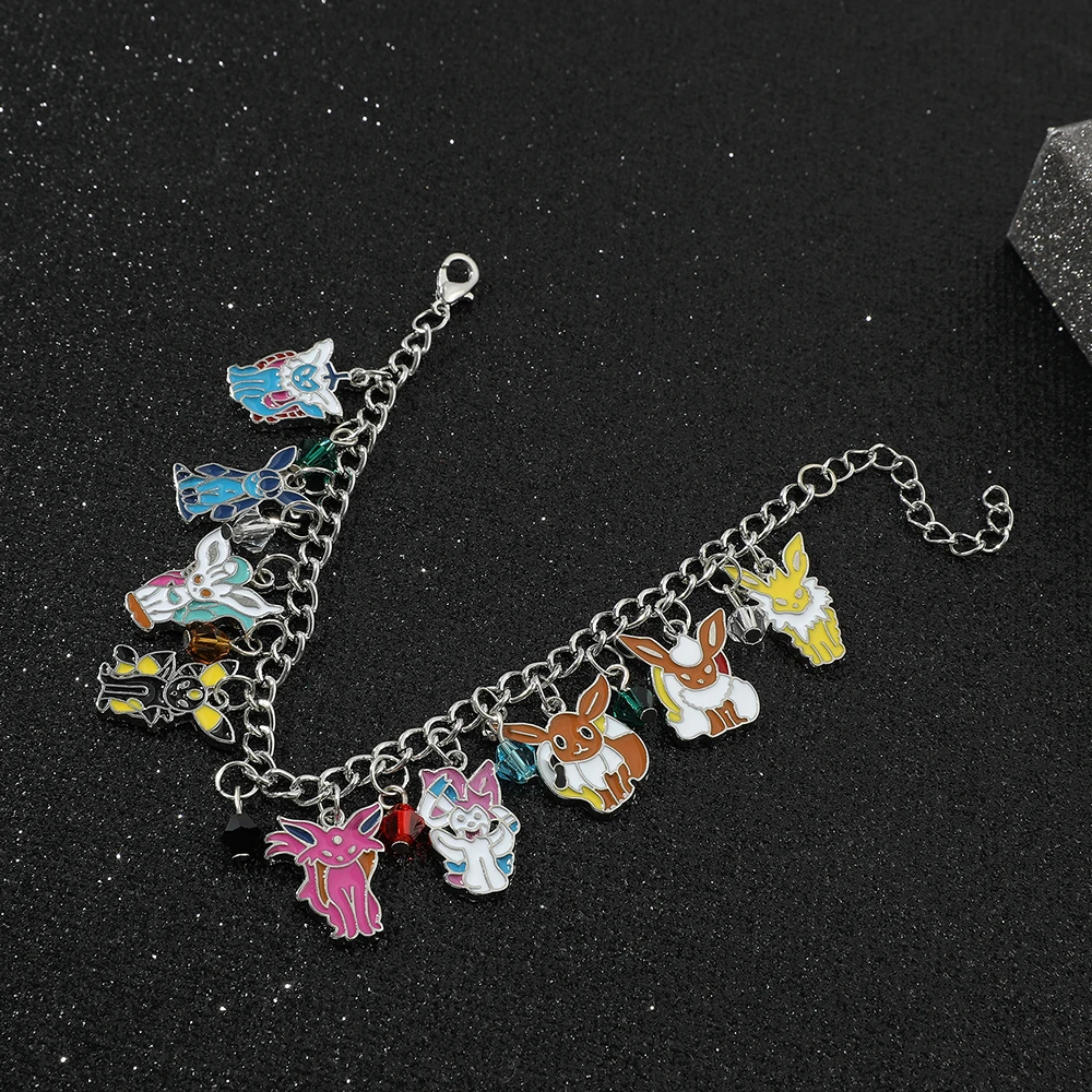 Japan Anime Pokémon Pendant Bracelet Cartoon Eevee Flareon Espeon Umbreon Leafeon Sylveon Bracelet for Fan Collection Toy Gift