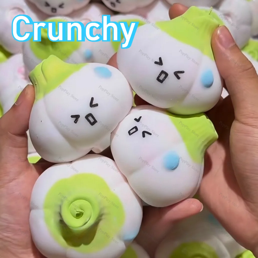 Handmade Crunchy Squishy Cute Garlic Stress Ball Squeeze Toy, Crispy Sound Squishy Fidget Ball, ASMR Sensory Stress Relief Toy