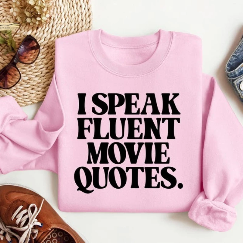 أنا أتكلم بطلاقة يقتبس مضحك كم طويل البلوز فيلم عاشق لأفضل صديق برتقالي مروحة هدية الشتاء الدفء مطابقة هوديس