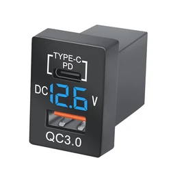 Nieuwe Pd Type C/Qc 3.0 Usb Autolader 12-24V Voltmeter Led Auto Power Adapter Voor Toyota Snel Opladen Voor Mobiele Telefoon