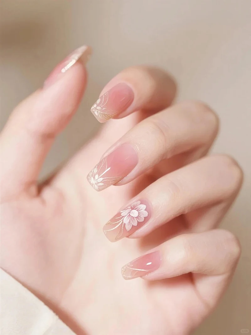 3pcs 5d Embossed Nail Art Decals Embroidered Pink Red Flowers For Wedding Stickers For Nails Art Manicures Tips Decorated