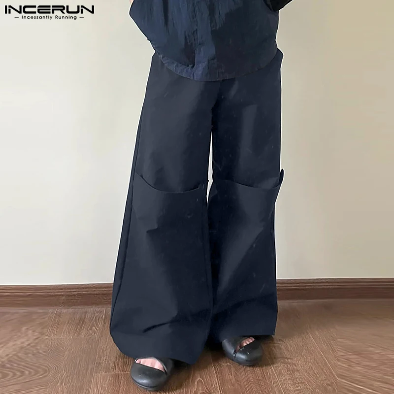 INCERUN 2024 pantalon in stile coreano eleganti nuovi uomini Design decostruzione pantaloni solidi Casual comodi pantaloni a gamba larga S-5XL