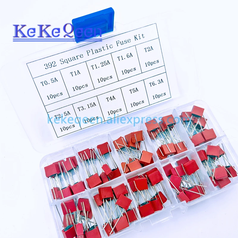 100Pcs/Lot 10values Square Plastic Fuse 392 T500mA 1A 1.25A 1.6A 2A 2.5A 3.15A 4A 5A 6.3A 250V LCD TV Power Board Fuse Kit