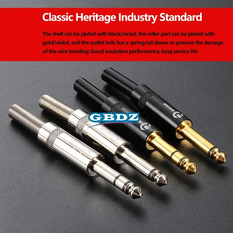 

Neutrik's REAN 6.35mm 2 3 Pole Stereo Plug Gold-plated 1/4″ Mono Headset Audio Microphone Solder TRS Speaker Guitar TS Connector