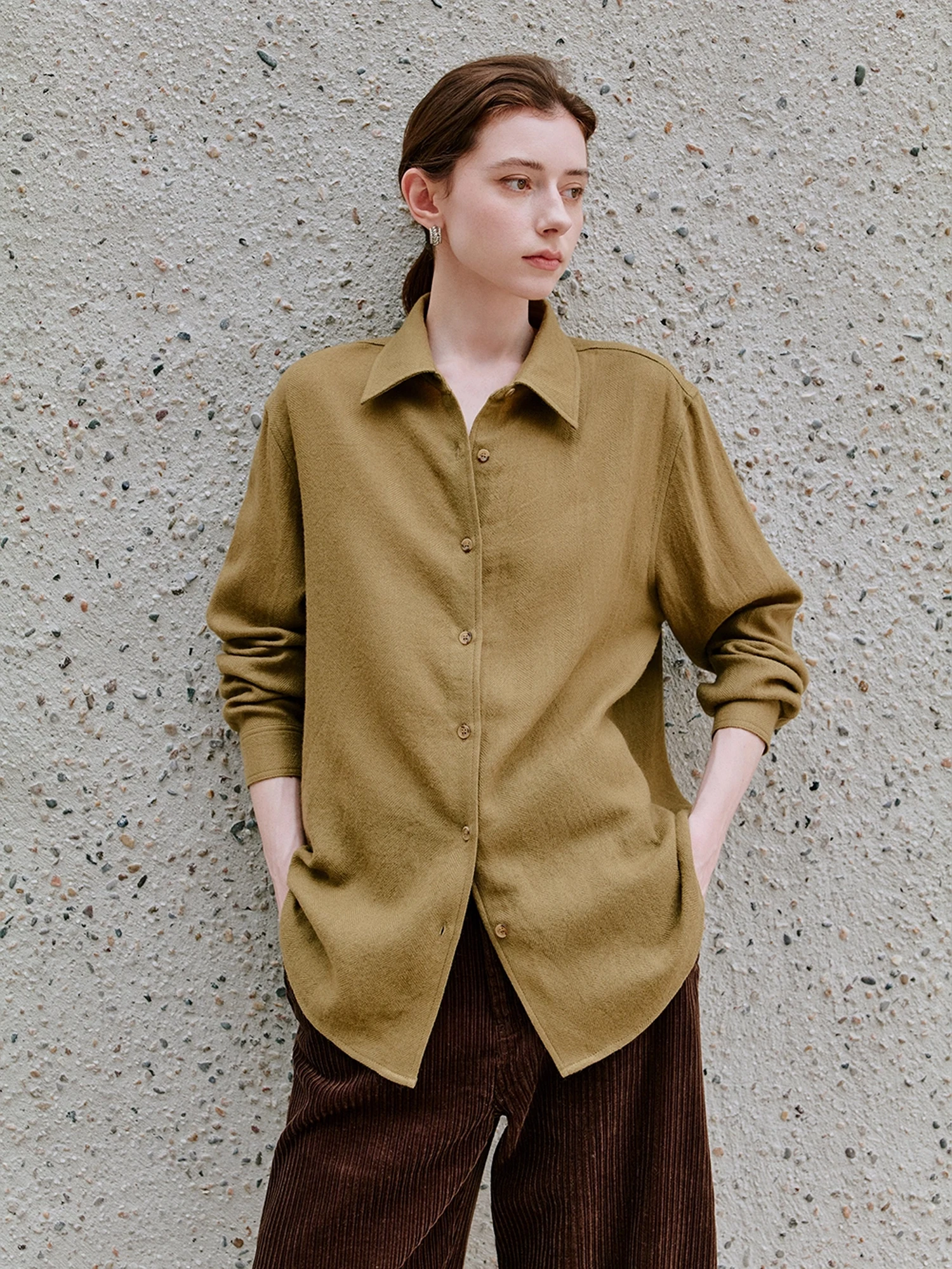 

Классическая женская рубашка с длинным рукавом из шерсти, с простым воротником, в клетку, премиум-класса, удобная, дышащая, U6639