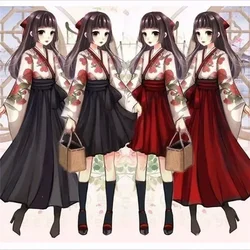 일본 스타일 꽃 프린트 빈티지 원피스 여성 기모노 사쿠라 소녀, 오리엔탈 동백 사랑 코스튬, 하오리 유카타 아시아 의류