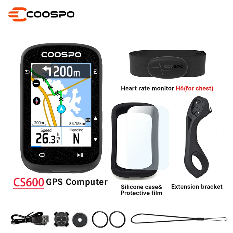 Coospo CS600 GPS-fietscomputer Fiets Kleurrijk touchscreen Snelheidsmeter Cyclus Digitale stopwatch Type-C Fietsen Kilometerteller