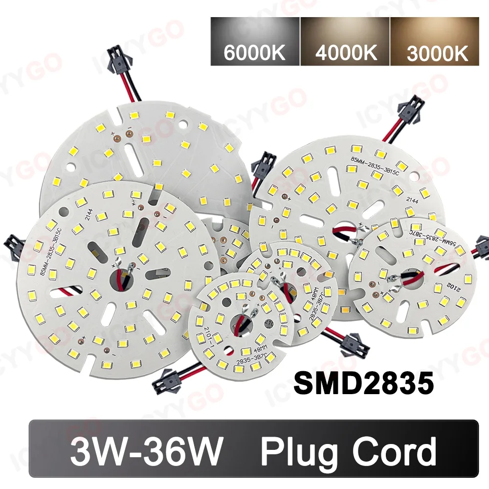 Imagem -06 - Lâmpada Led de Alta Potência Chip Pcb 2835 3w 5w 7w 9w 12w 15w 18w 24w 36w 40 mm 74 mm 85 mm Adequado para Lâmpada Embutida