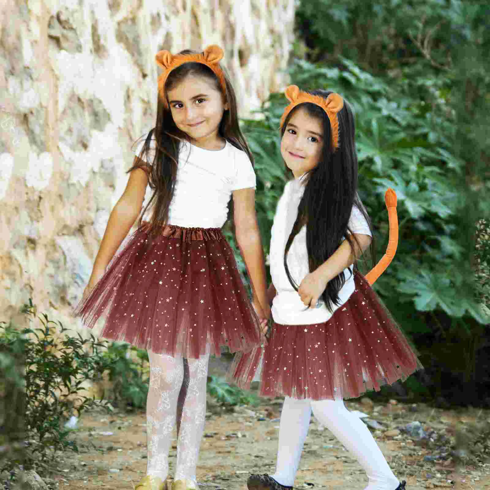 Lion Cosplay Costume 3-piece Set Ears and Tail for Girls Headband Tutu Accessories Kids