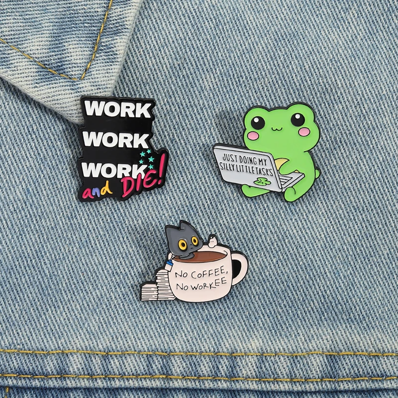 Office Humor Pin Cute Workplace Style Work Work Work No Coffee No Workee Quote For Job Lovers Backpack Gift