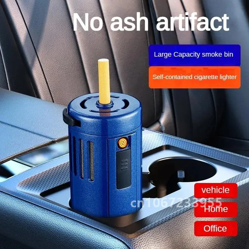 Creative Ashtray Multifunctional Cigarette Lighter USB Tungsten Lighter With Ashtray Portable Car Office Lazy Man Cigarette Cove