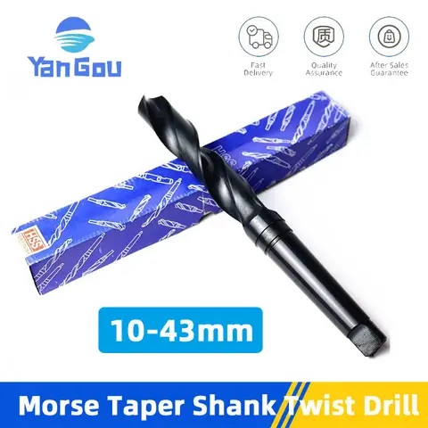 YanGou HSS Morse Taper Shank Twist Drill Bit 10-43mm Nitrided Heavy Duty Drill for Cast Iron Steel Metal