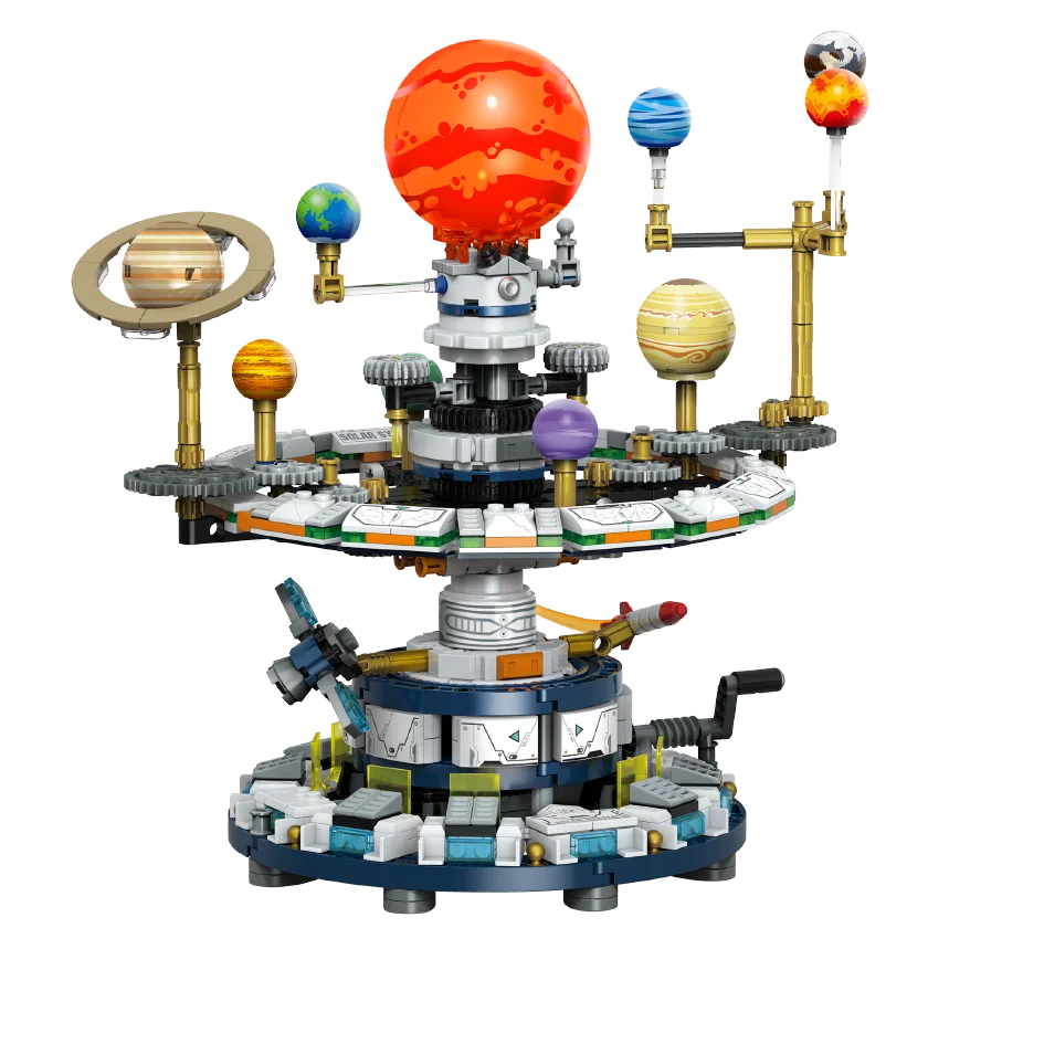 الكون بين النجوم النظام الشمسي الدورية اللبنات الشمس الأرض الفضاء سلسلة تعليم العلوم تجميع الطوب لعبة طفل صبي