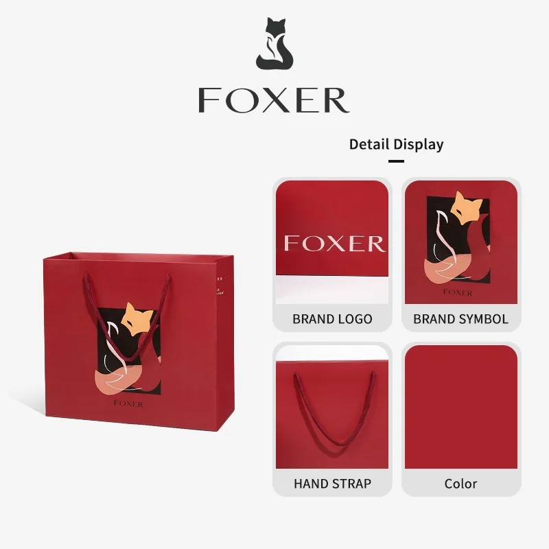 FOXER Brand Red Gift Bag Gift Paper Bag