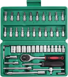 46pcs 1/4-Inch Socket Set Combo Ratchet Torque Wrench Spanner Screwdriver Sturdy Durable for Bicycle Auto Repairing Tool