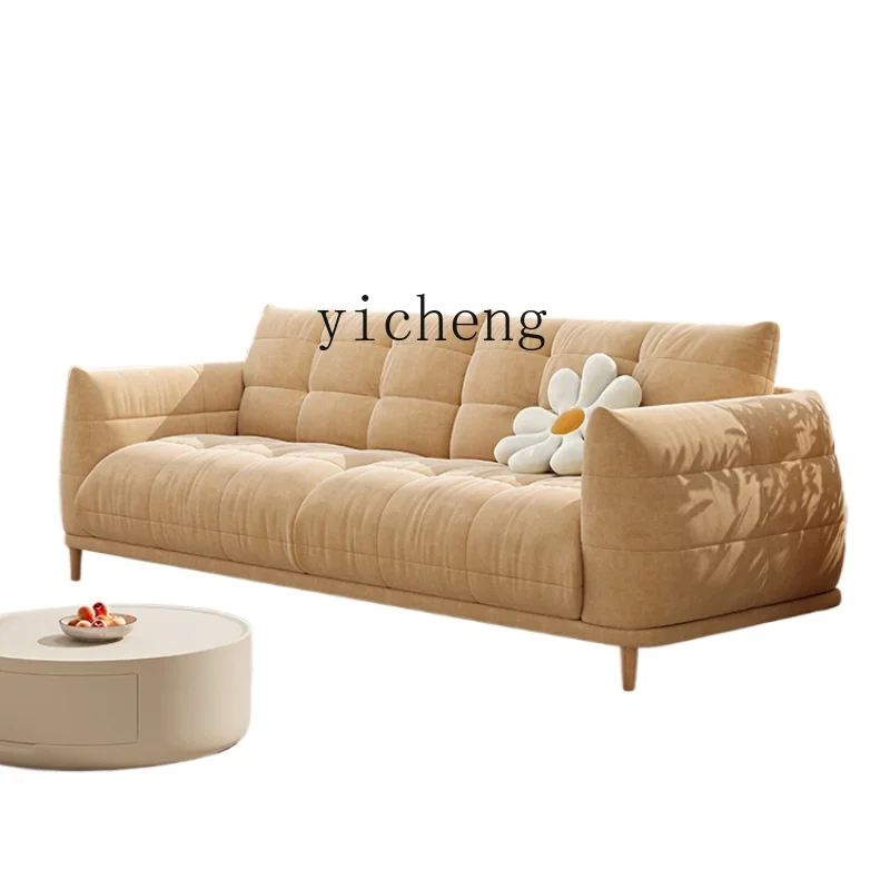 ZC Simple Modern Cream Style Fabric Sofa Living Room Solid Wood Straight Row Multi-Person Sofa