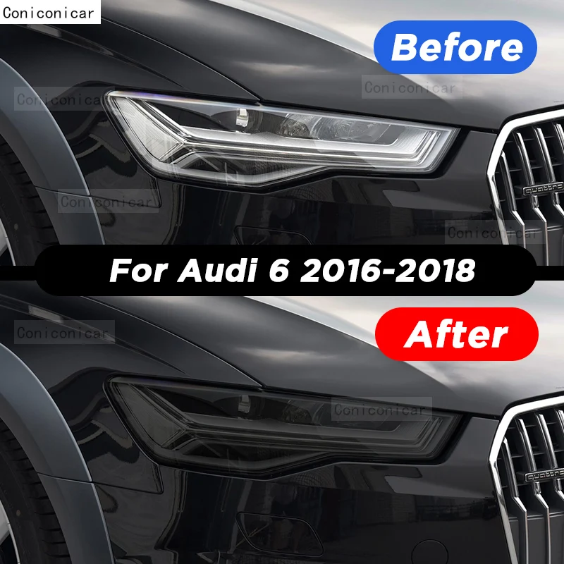 Car Headlight Tint Anti-Scratch Smoked Black Cover Protective Film TPU Stickers For Audi A6 C8 2016-2023 Repair Accessories