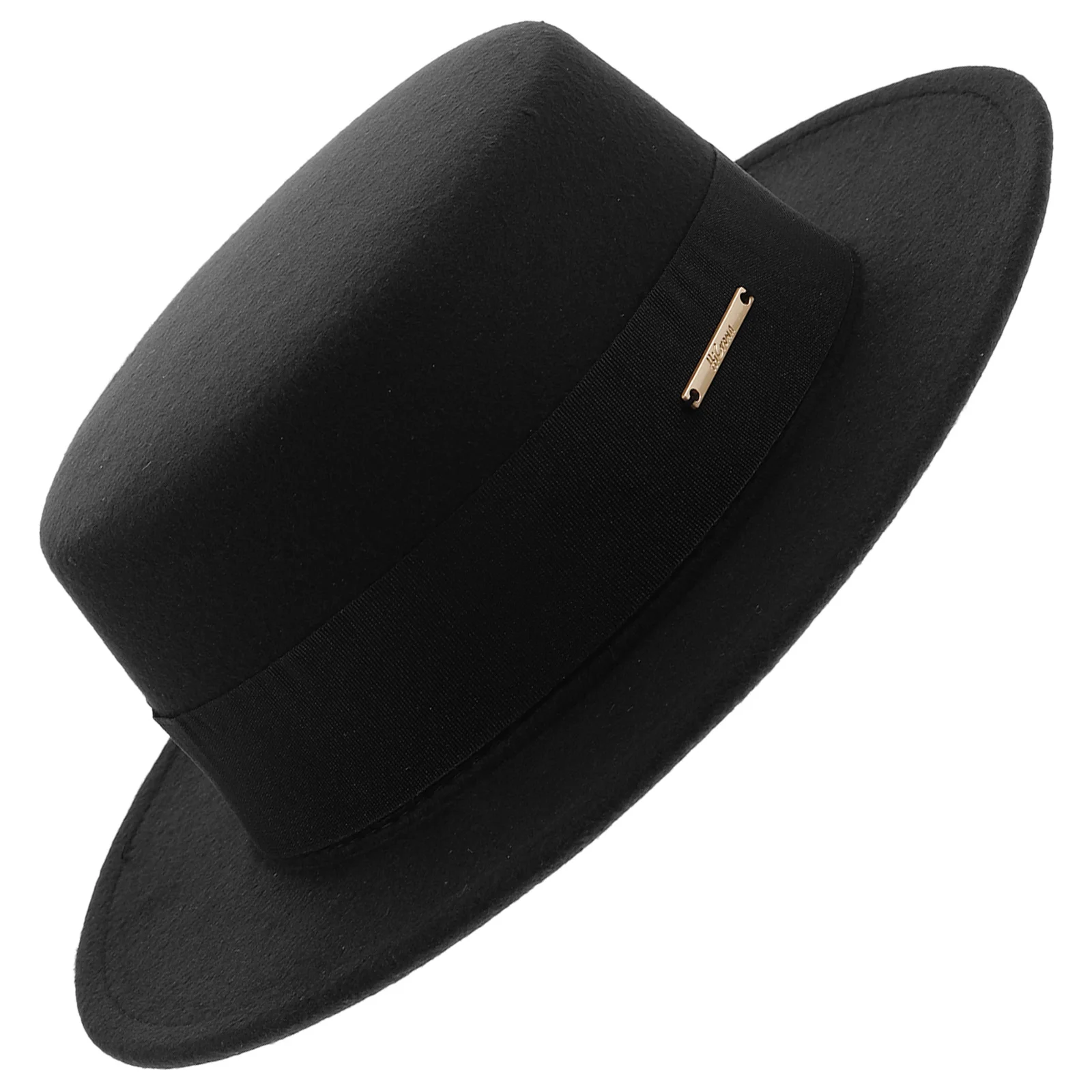 

Flat Top Wide Brim Fedora Black Hat Unisex Classic Polyester Soft Warm for Men Women Formal Casual Party