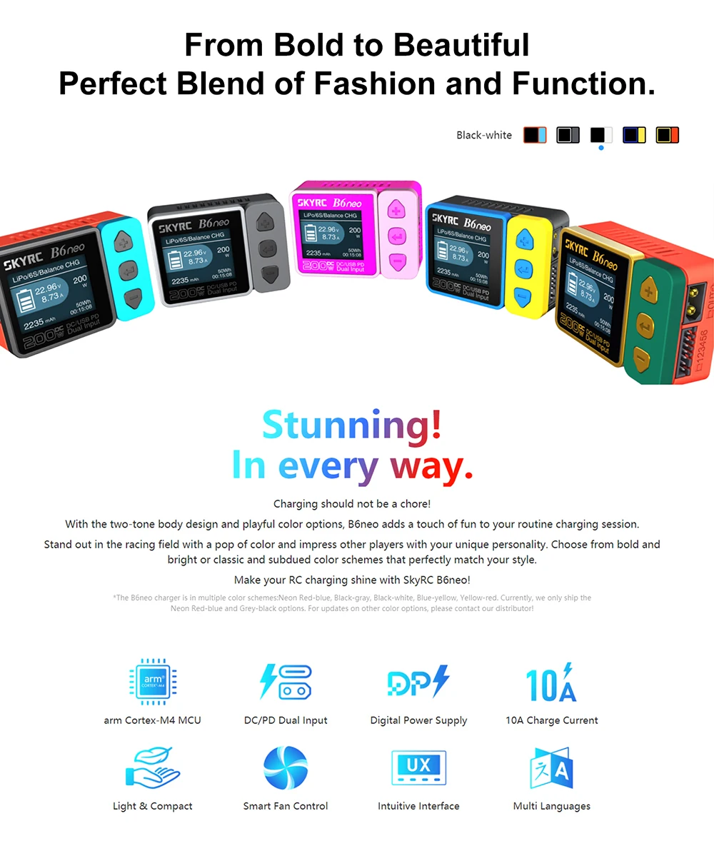 SkyRC B6 Neo Smart Charger DC 200W PD 80W LiPo Battery Balance Charger SK-100198 Compact 6S Charger Discharger