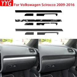 For Volkswagen Scirocco 2009-2016 Car Accessories Real Soft Carbon Fiber Copilot Dashboard Glove Box Trim Sticker Modification