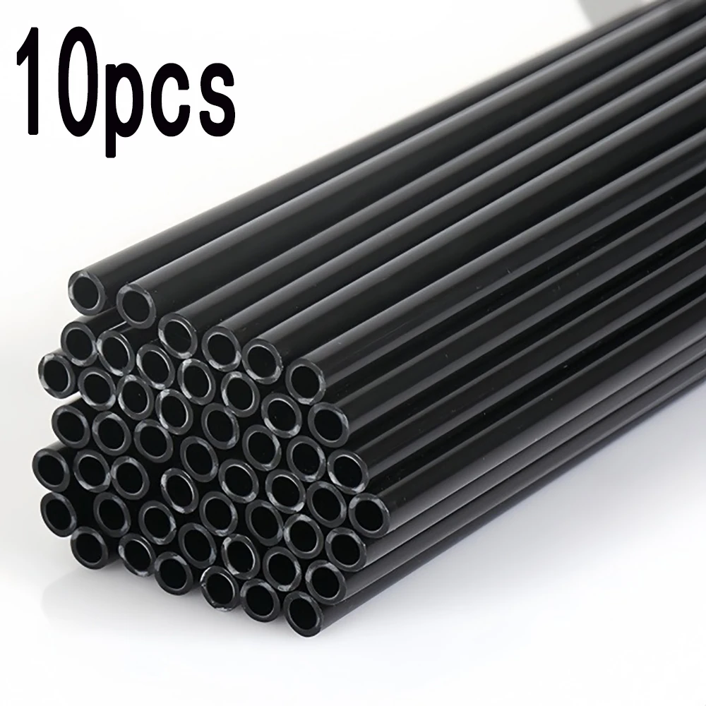 10pcs Tube Length 500mm PP Plastic Black Rigid Hollow Round Hard Tube Thin Multiple Sizes Hardware Support Rod Bracket Tube
