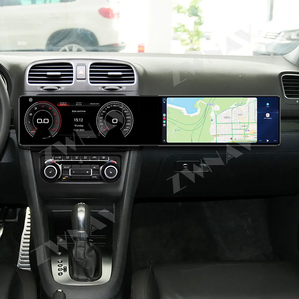 Android 13 com tela dupla HD de 12,3 polegadas para Volkswagen Golf Mk6 2007-2012, GPS automotivo, reprodutor multimídia, unidade principal, acessório