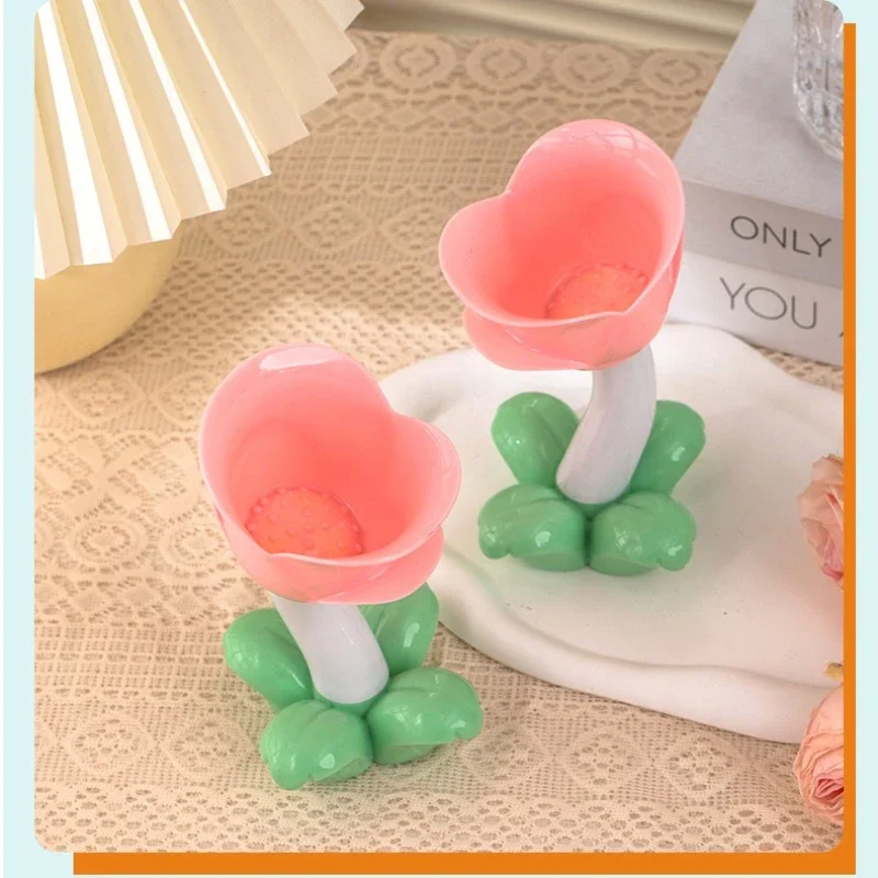 مصباح LED لطيف لرأس السرير، مصباح ليلي إلكتروني، مصباح طاولة مزخرف توليب