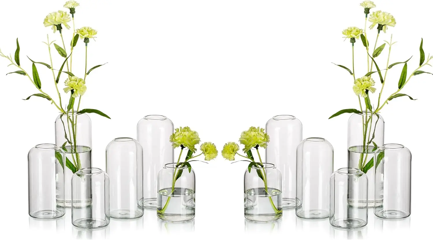 

Glass Bud Vases For Flowers - Hewory Blown Modern Small Glass Vases For Centerpieces Set Of 12, Mini Clear Bulk Flower Vases