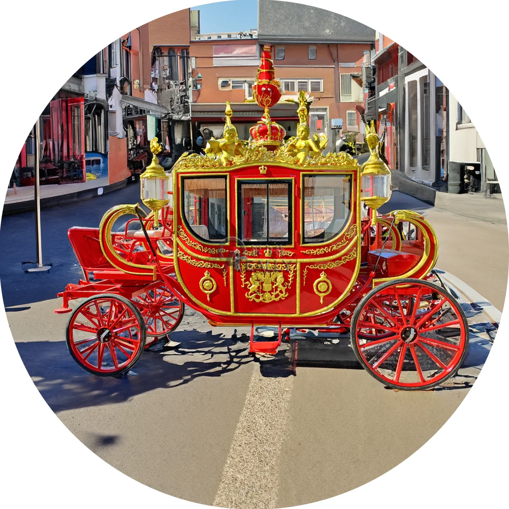 2025 Royal Red Gold Horse Carriage Royal Horse Carriage Manufacturer Factory Direct Sales Electric Royal Carriage