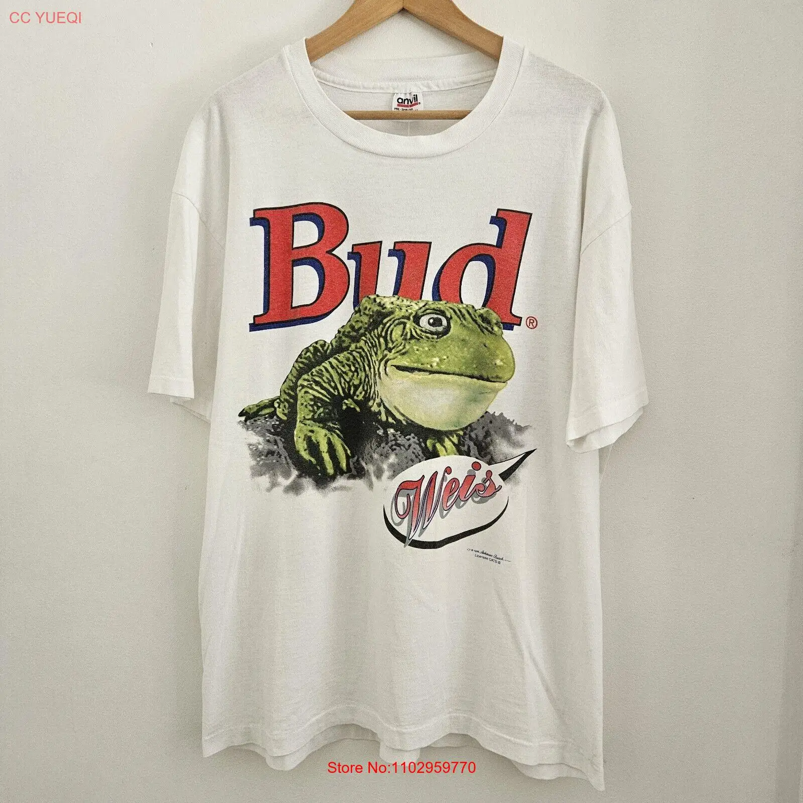 Винтажная желтая рубашка, очень большая белая рубашка для пива, США 1995