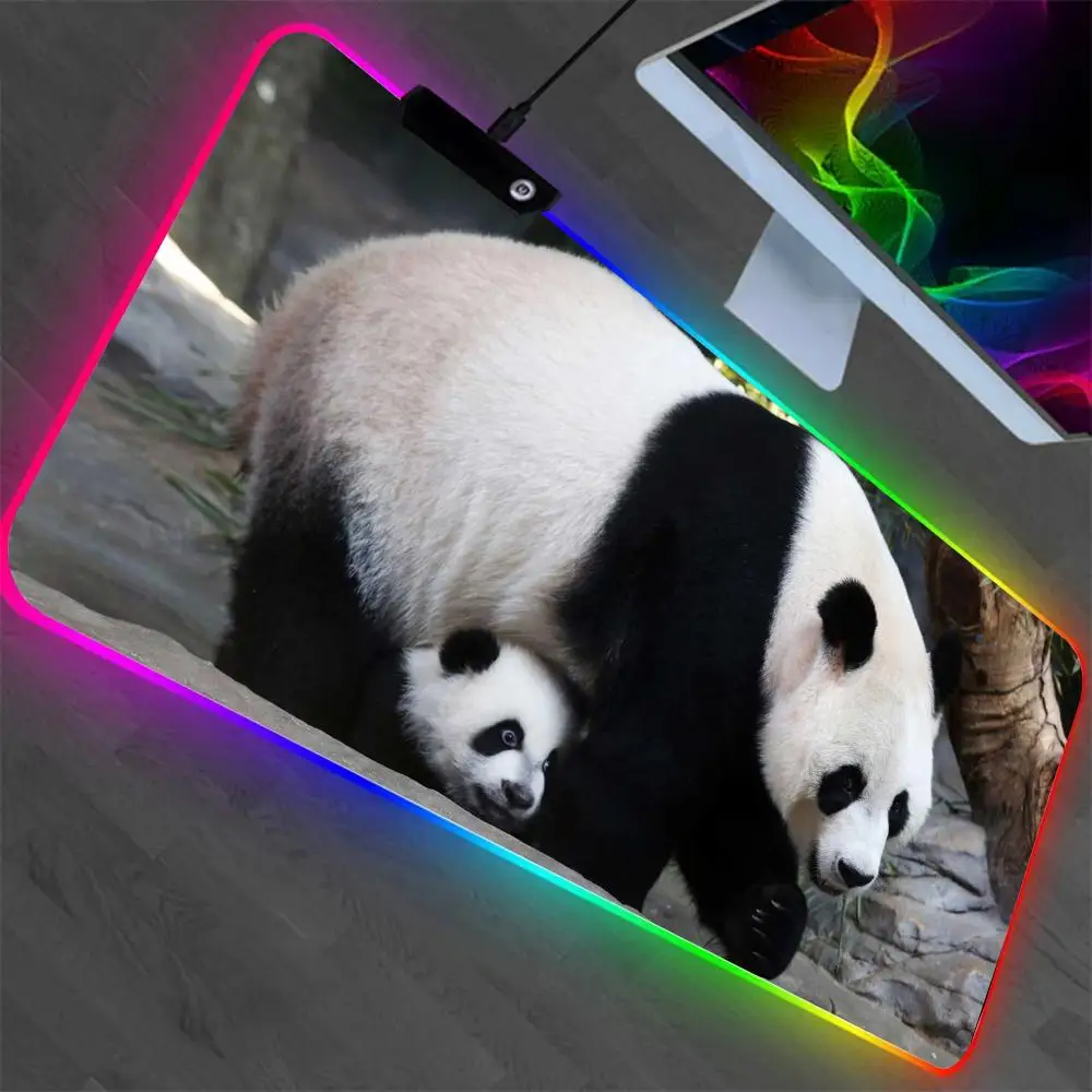 

China Panda Cute Forest Mouse Pad XXL RGB Gaming Mouse Pad Gamer Accessories Large LED Light MousePads PC