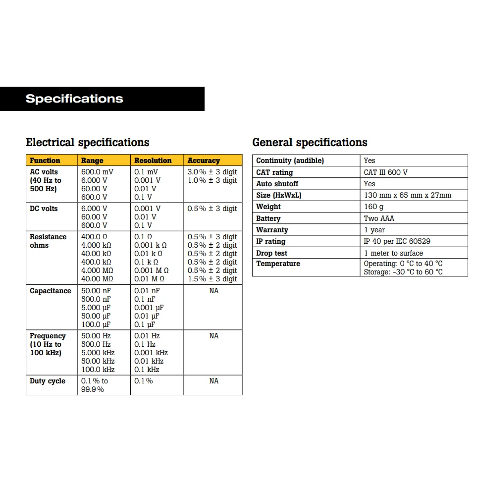 فلوك 101/101 +/101 عدة مقياس رقمي متعدد التيار المتناوب/تيار مستمر جهاز اختبار تردد مقاومة الجهد