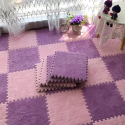 Soft Plush Children's Floor Mat Children's Room Warm Carpet Anti-slip Interlocking Sport Floor Tiles for Living Room and Bedroom