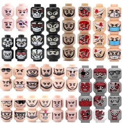 Military Army Solider Face Head Figures War Facial Expression Building Blocks Mini Zombie Parts Brick Accessories Kids Toys Gift