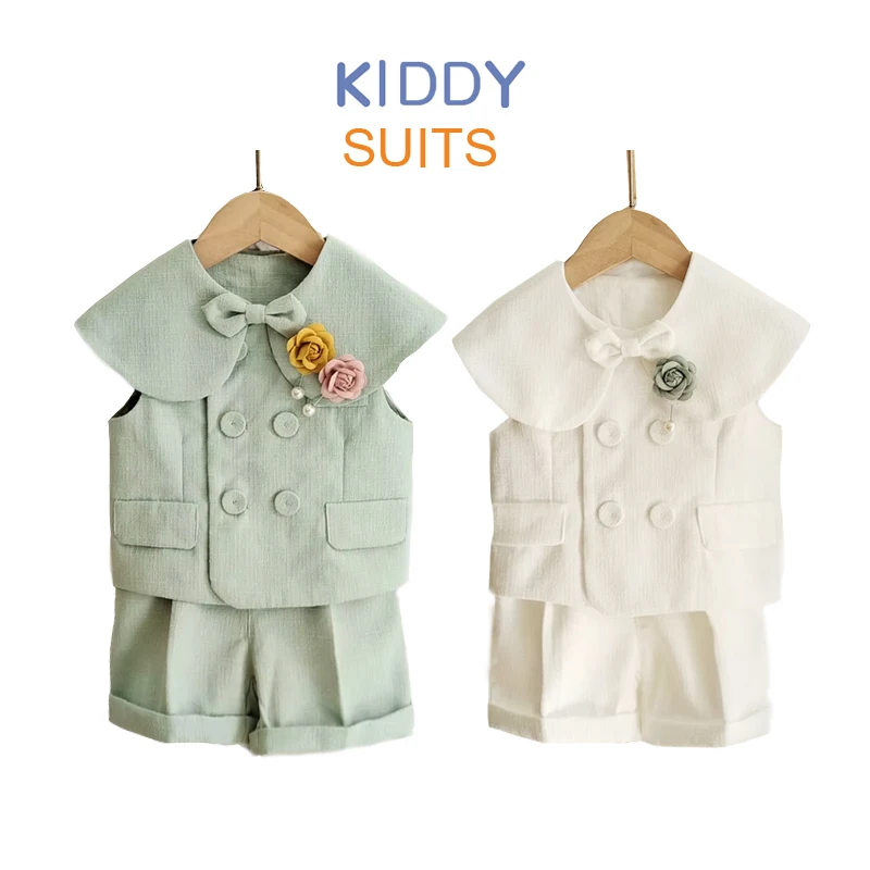 

Toddler Suit Baby Boy Clothes sets Infant Birthday Party Gift Christening Christmas Outfit Kid White Green Church Baptism dresss