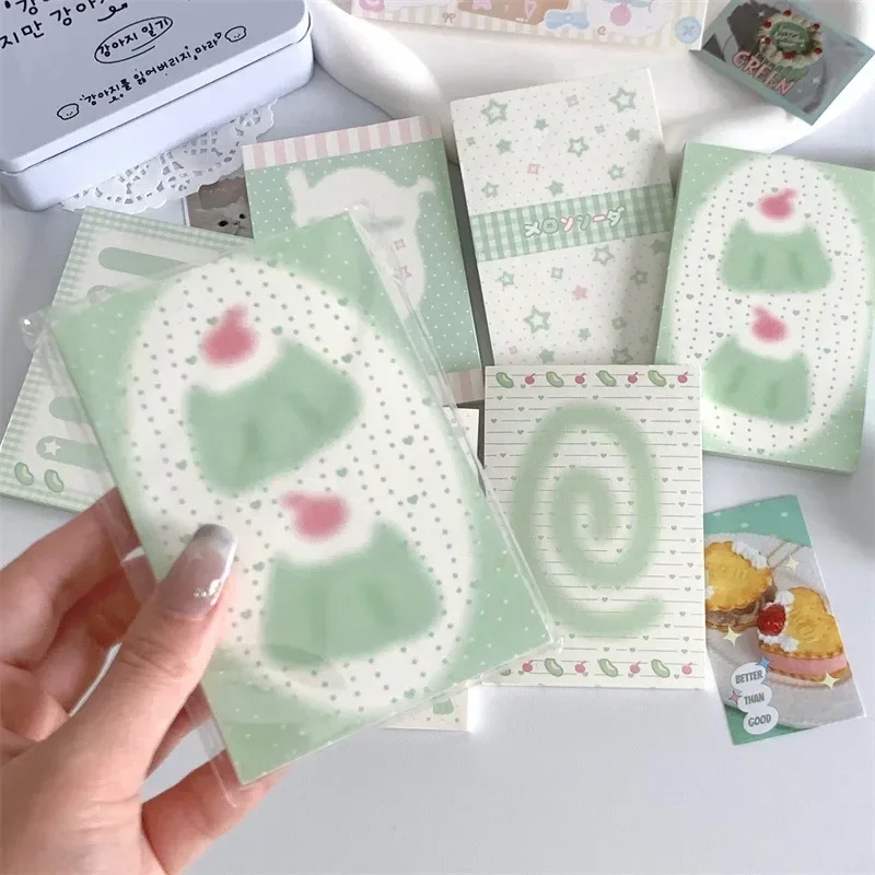 Korean INS Fresh Light Green Memo Pad Cute Student Loose Leaf Message Notepad Girl Mini Pocket Planner Scrapbook Material Paper