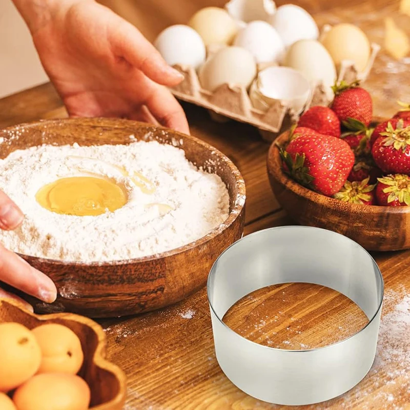 2/3/4Pcs Stainless Steel Round Cake Ring Mold Set Cake Decoration Tools Cupcake Mousse Pastry Baking Mould Tools Cooking Rings