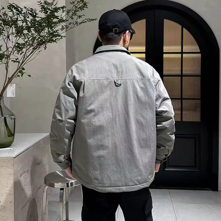 Lässige Herren Oversize Warme Einreihige Daunenjacke Winter Locker Sitzender Puffer-Mantel Winddichte Gepolsterte Oberbekleidung Parka – Detail 13