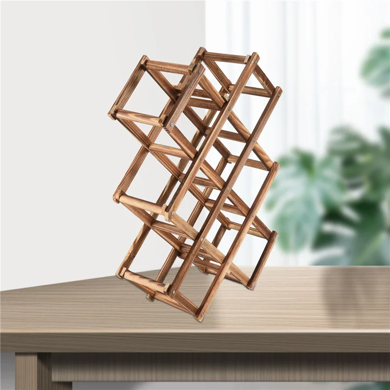 صنع-خشب النبيذ الأحمر الرف 10 زجاجة حامل جبل بار عرض الرف للطي الخشب النبيذ الرف الكحول بالقرب من الرعاية شرب زجاجة أصحاب