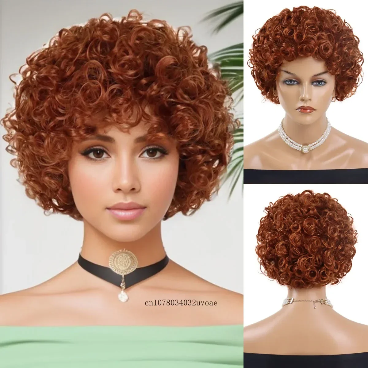 

Синтетические красные, оранжевые вьющиеся парики для женщин, костюм Landlady, короткий красновато-коричневый пушистый парик Mrs Roper Romp, косплей, вечеринка на Хэллоуин