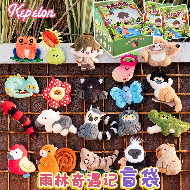 Kepelon Original Small Aquarium Marine Animal Rainforest Plush Refrigerator Magnet Sticker Blind Box Kawaii Toy Pendant Keychain