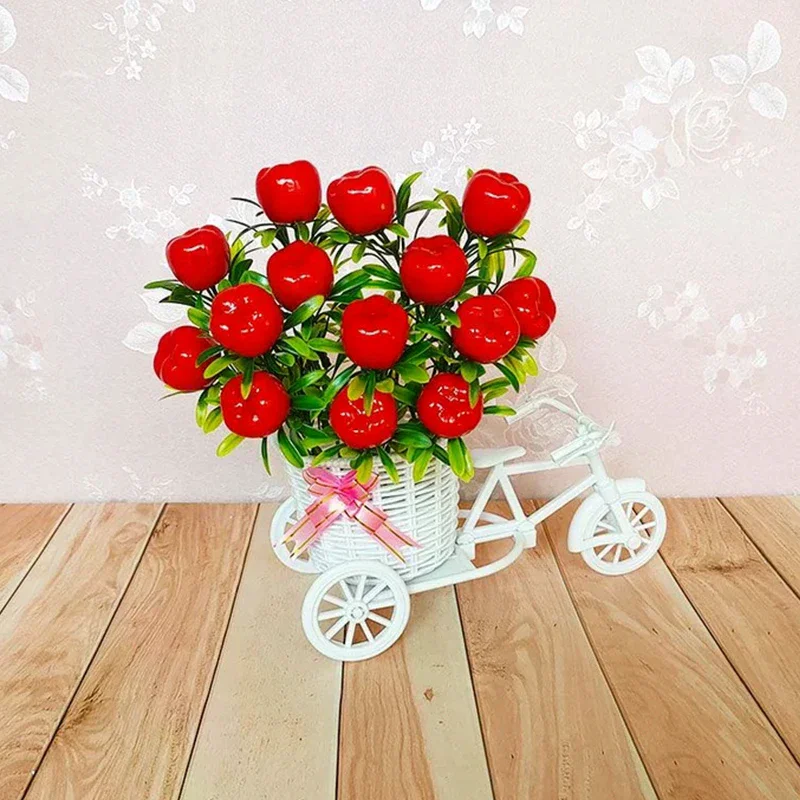 Simulation Flower Decorations Rattan Flower Basket Tricycle Bicycle Model Home Garden Wedding Party Decoration Romantic And Cute
