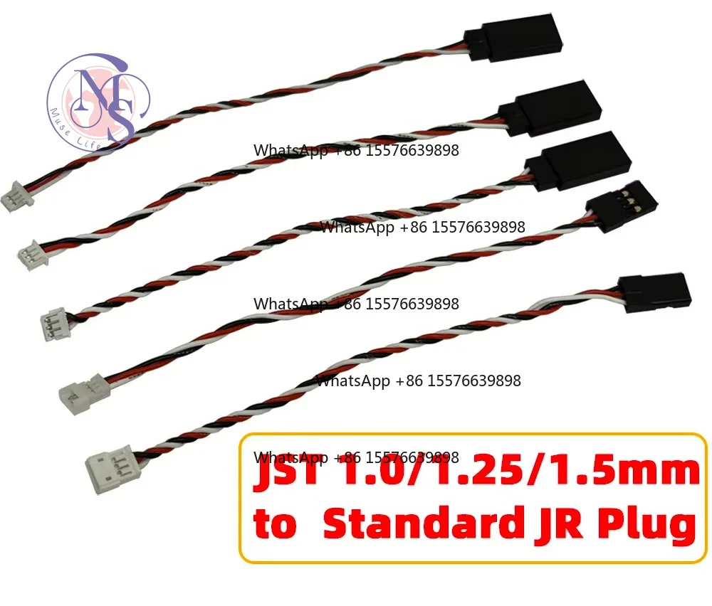 3Pin JST Plug to JR Servo Wire Adapter, 1.0/1.25/1.5mm, RC Receiver Cable Converter