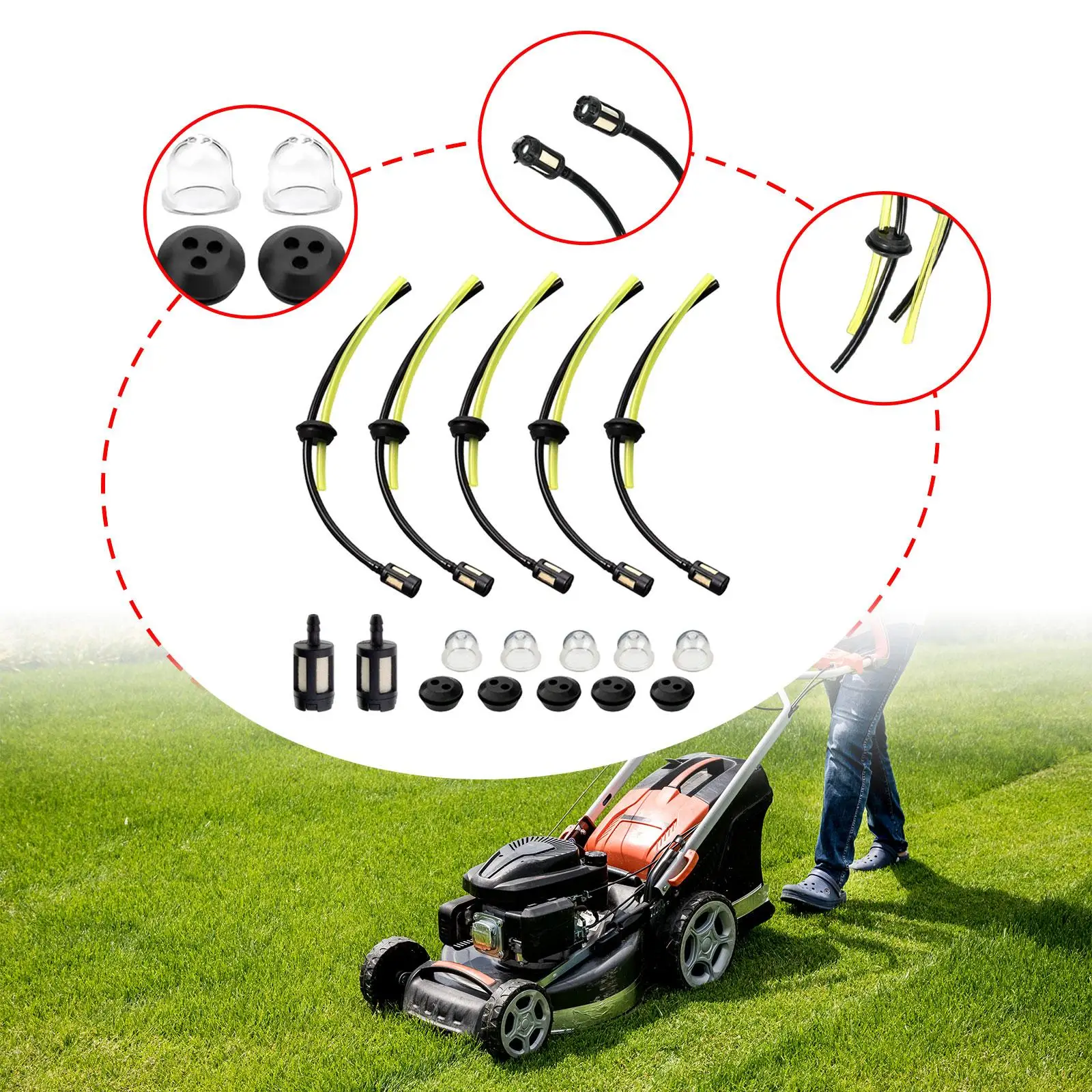 

17-компонентная фильтрующая труба для газонокосилок, аксессуары для газонокосилок, триммер для сада