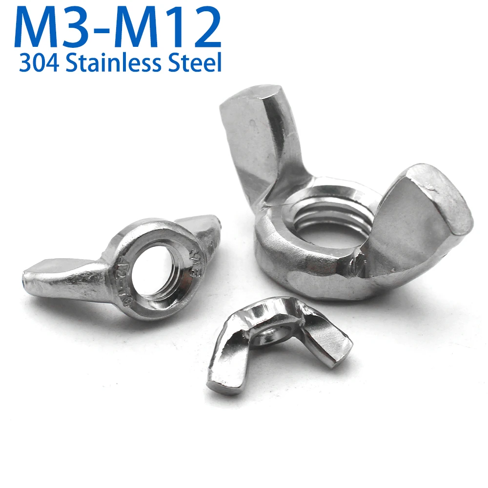 

5/10/20/40pcs DIN315 M3 M4 M5 M6 M8 M10 M12 304 Stainless Steel Butterfly Wing Nut Wing Ram Nut Manual Fastening Nut