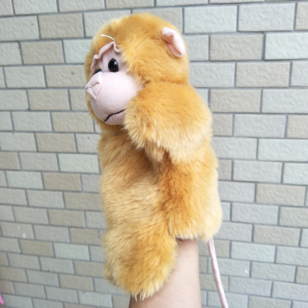 Bebê infantil café macaco mão fantoche brinquedo de pelúcia animal