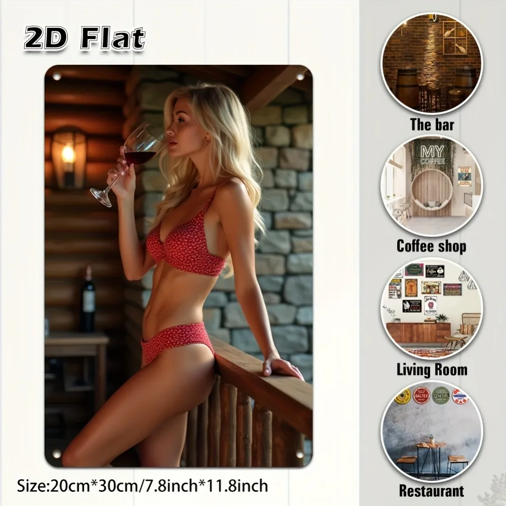 

Sexy Bikini Lady 2D Wall Art, Perfect for Home Decor and Holiday Gifts