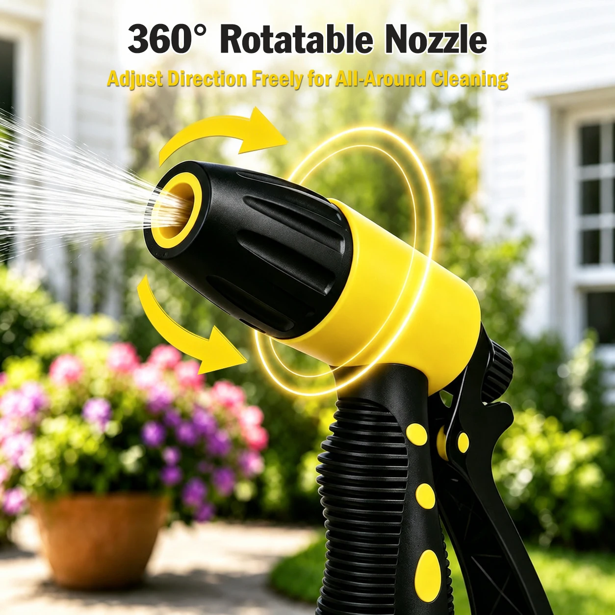 Water Spray Gun&Telescopic Water Hose 10M, Pressure Washer Adjustable Nozzle 3 Versatile Spray Modes, Car Wash, Garden Watering