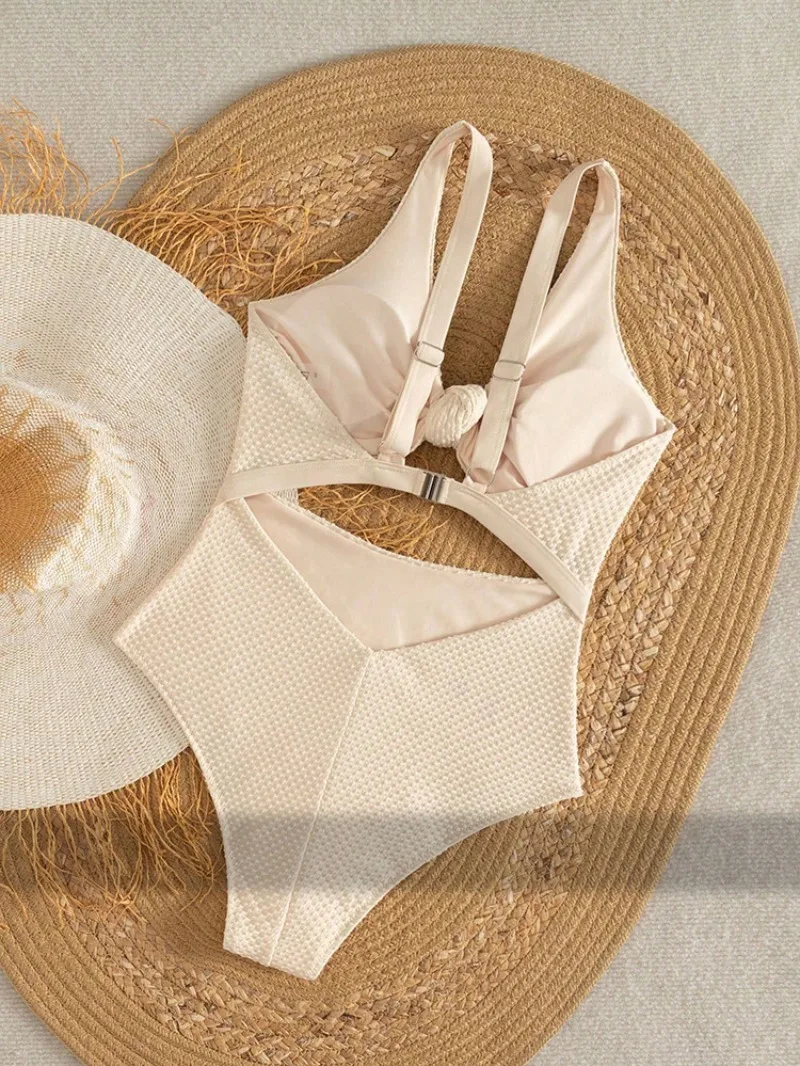 sexy plain front tie swimsuits one piece hollow out deep v-neck bodysuits bikinis bathing suit swimwear biquini tankini trikini
