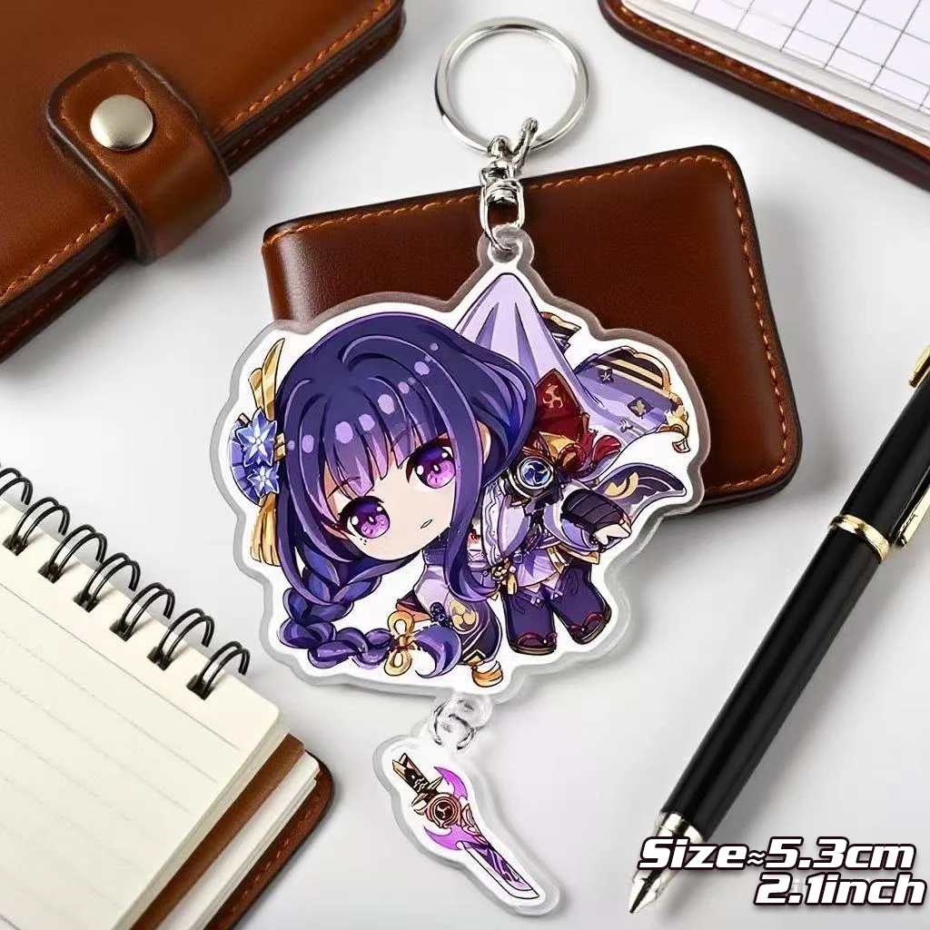 Genshin Impact Sleutelhanger ring Anime Sieraden spel Hanger Sleutelhangers kinderen meisje speelgoed Cartoon Acryl Badge Beelzebul Furina Hu Tao